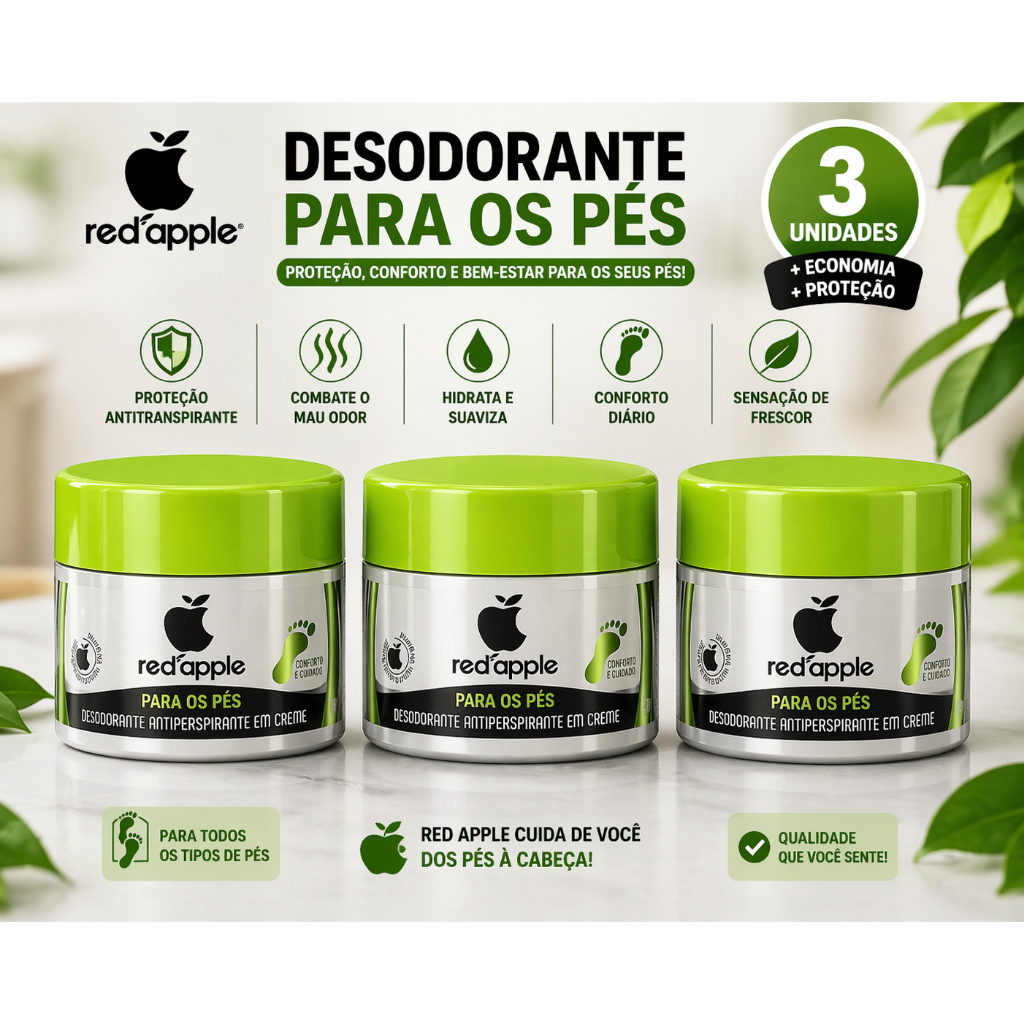 Kit 3 Desodorante Em Creme Para Os Pés 55G - Red Apple
