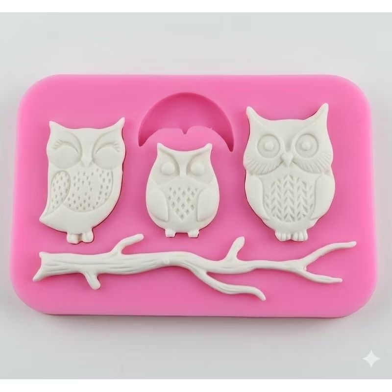 Molde de Silicone Flexivel  para Biscuit CORUJAS Pasta Americana Confeitaria Biscuit  Ref 055
