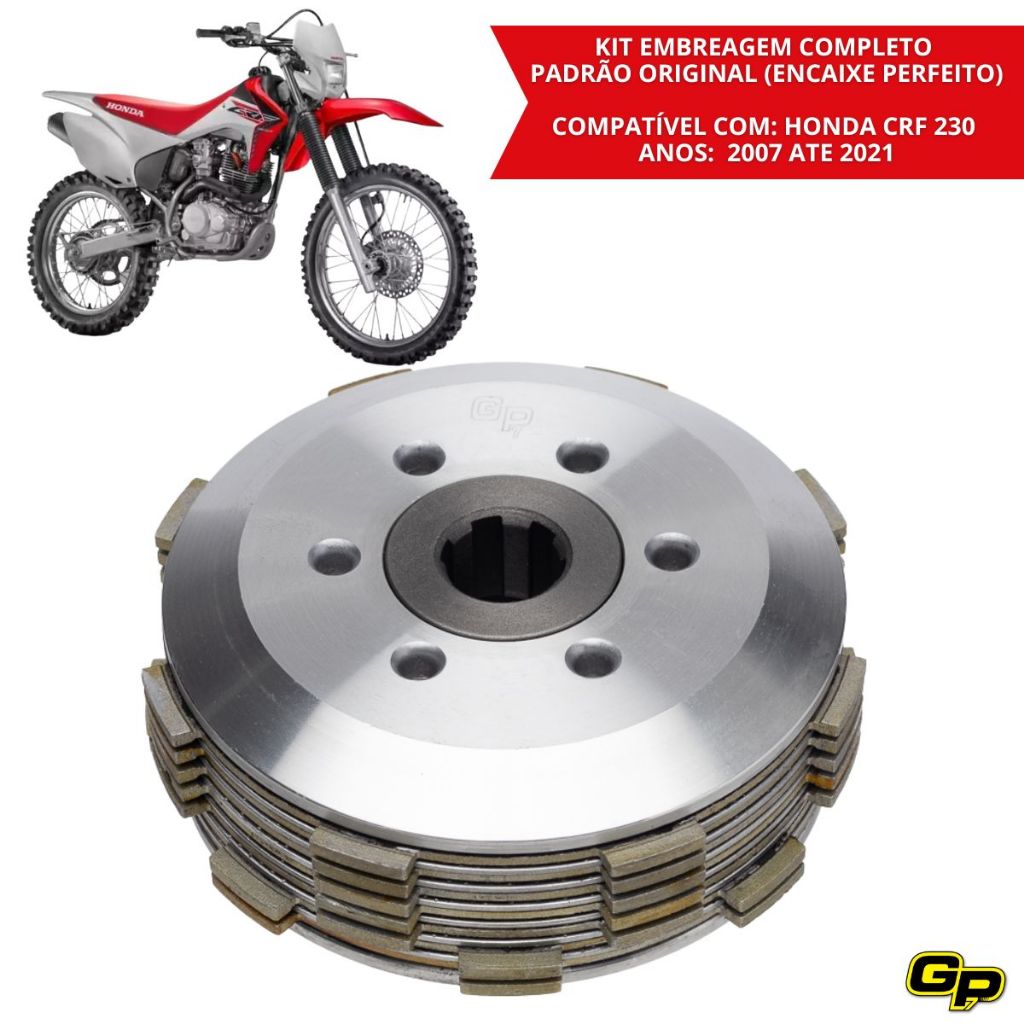 Embreagem Completa Competição CRF 230 2007 a 2021 6 Molas + 7 Discos Alta Performance Off Road GP7