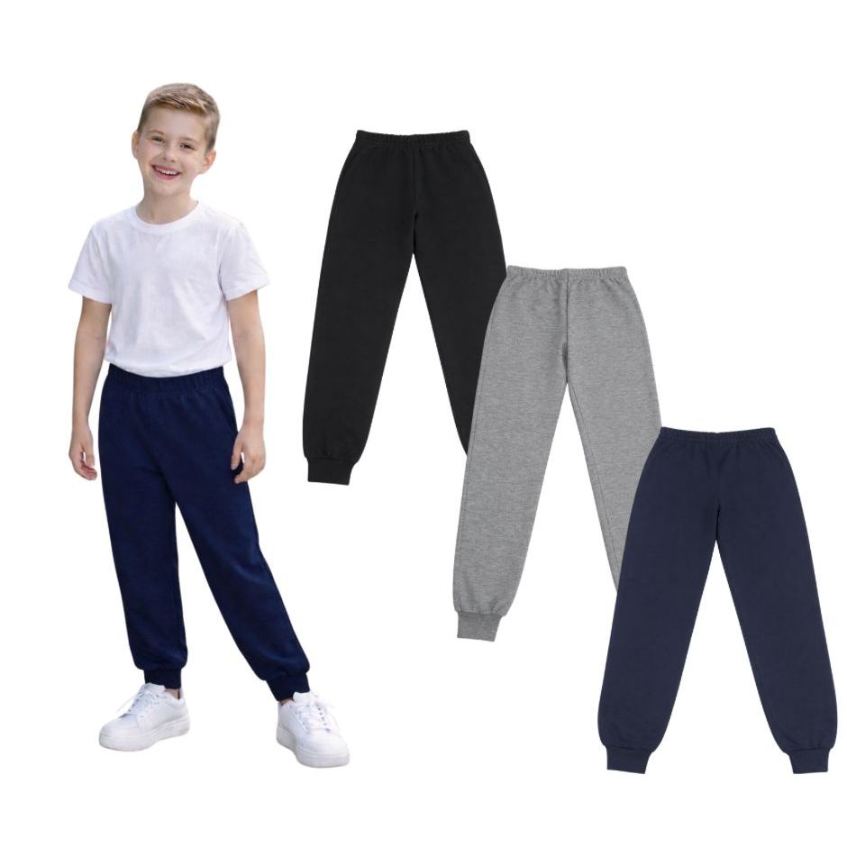 Kit 3 Calça Moletom Menino Menina Flanelada Confortável Escolar Basica