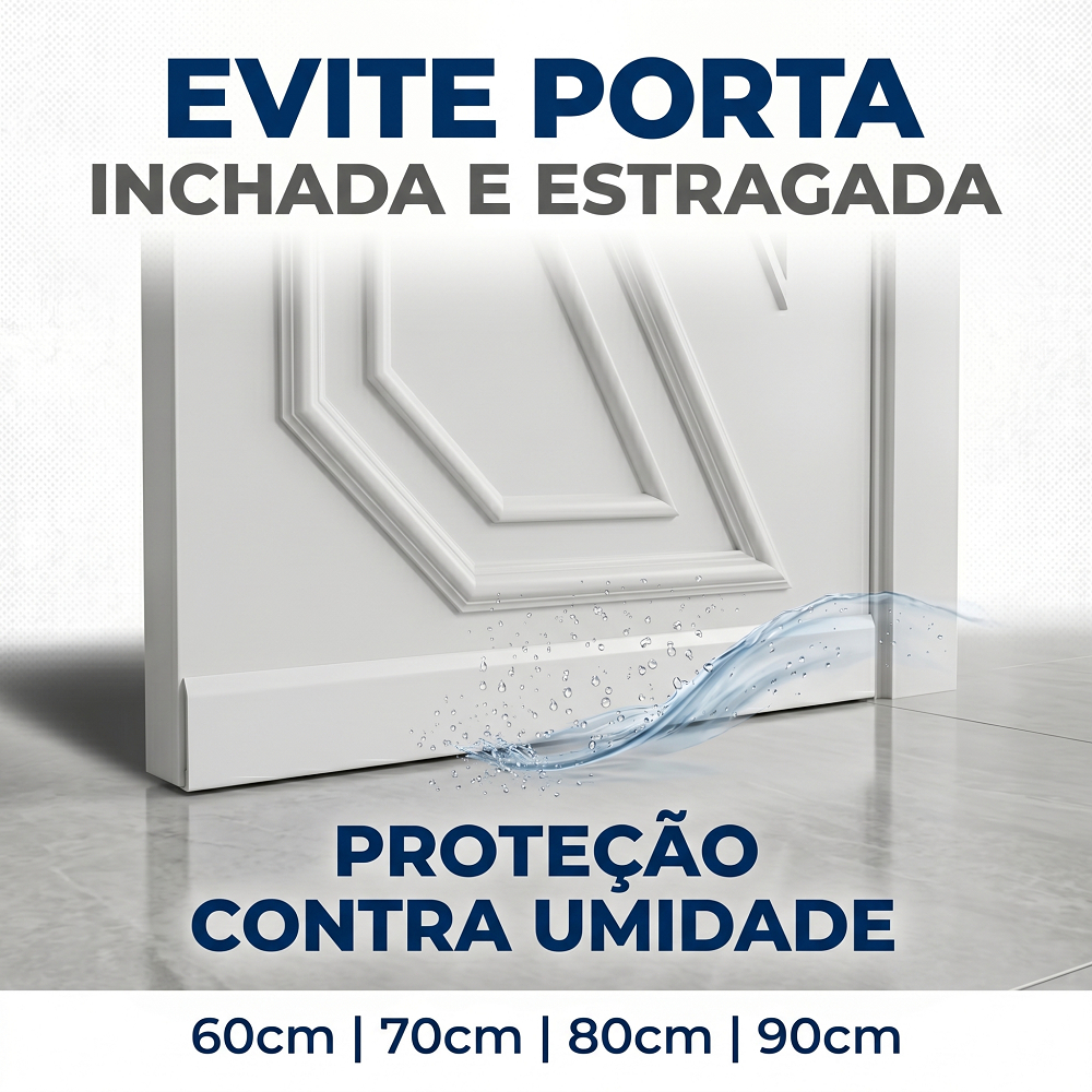 Protetor de Porta de Chapa Galvanizada Salva Porta 7,5cm x 60cm, 70cm, 80cm e 90cm – Branco, Marrom ou Galvalume