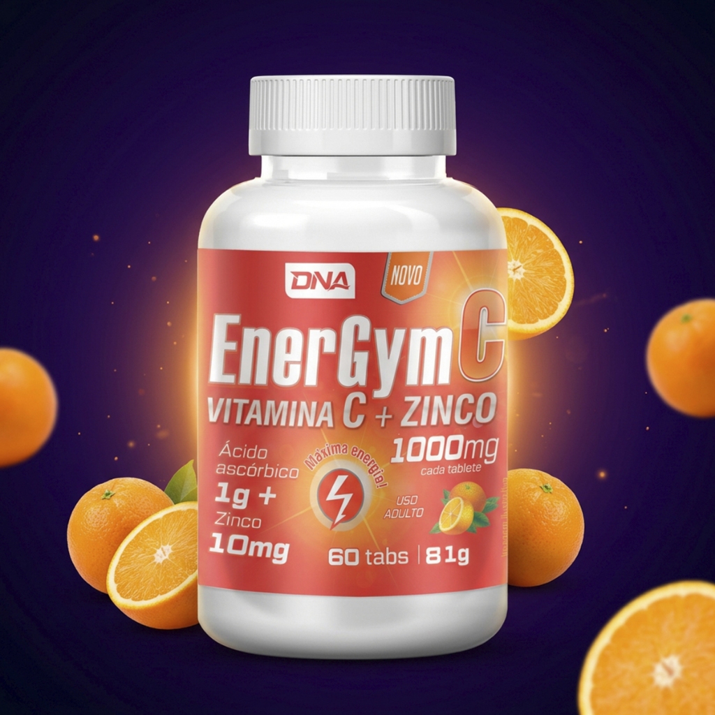 Vitamina C + Zinco 1000mg 60 Comprimidos EnerGym C Imunidade Antioxidante Colágeno | DNA Suplementos