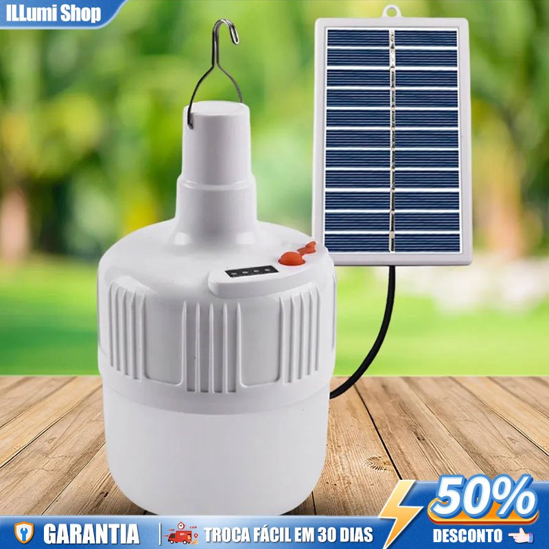 Lâmpada Led Solar Camping Acampamento Portátil Bulbo Iluminação Emergência SOS