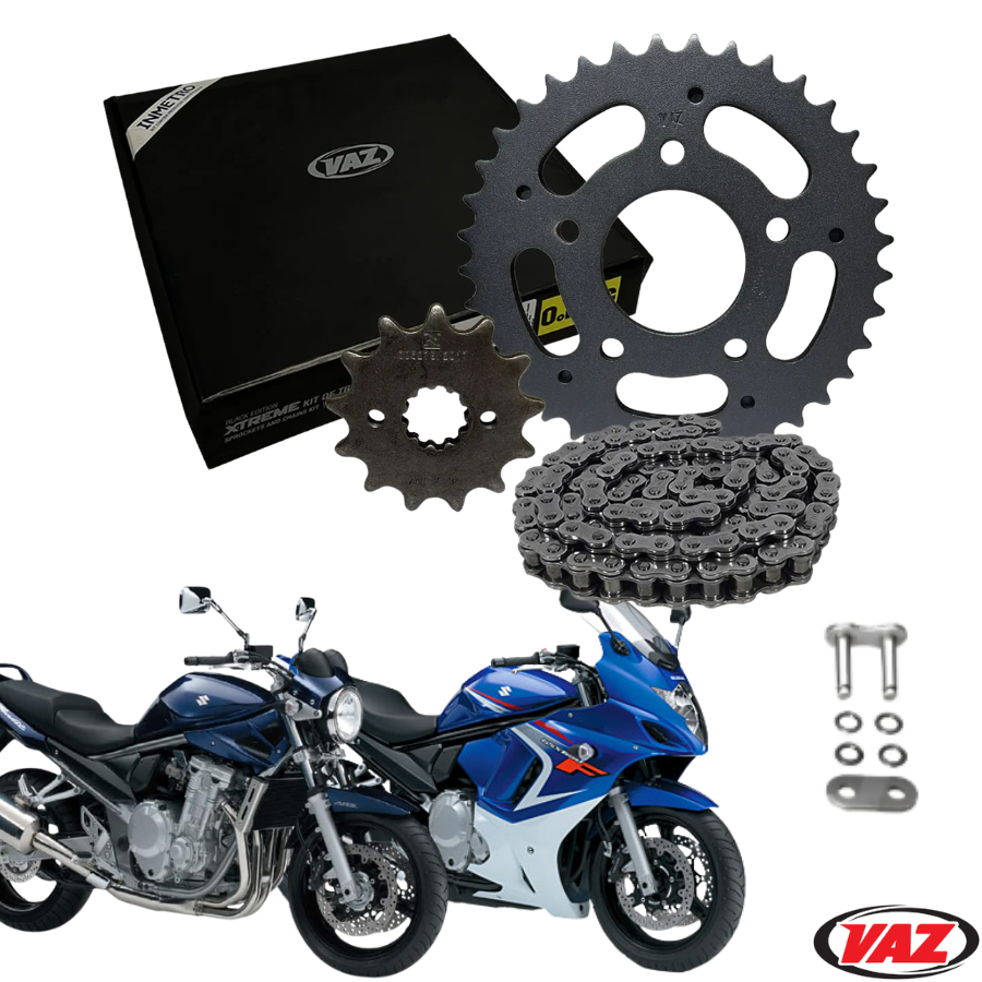 Kit Relação Tração Transmissão Suzuki GSF 650 Bandit 2007 a 2015 GSX 650F 2008 A 2016 Original VAZ Com Retentor