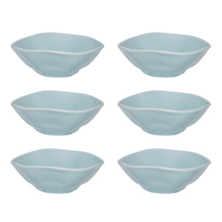 Kit Jogo 6 Tigelas Cumbuca Bowl Caldo Sopa 500ml Ryo Blue Bay Azul Claro Oxford