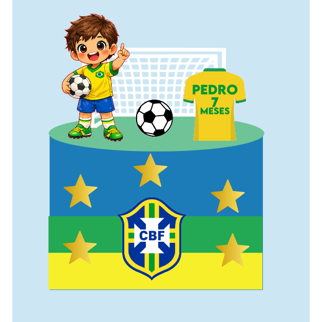 Topo de Bolo Brasil Futebol Copa Menino – Tema Seleção Brasileira