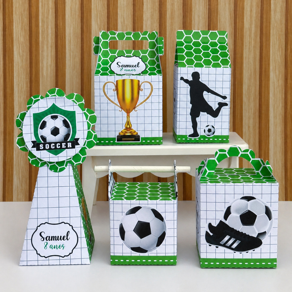 Kit Festa Caixinhas Personalizadas Futebol Desmontadas para Lembrancinhas