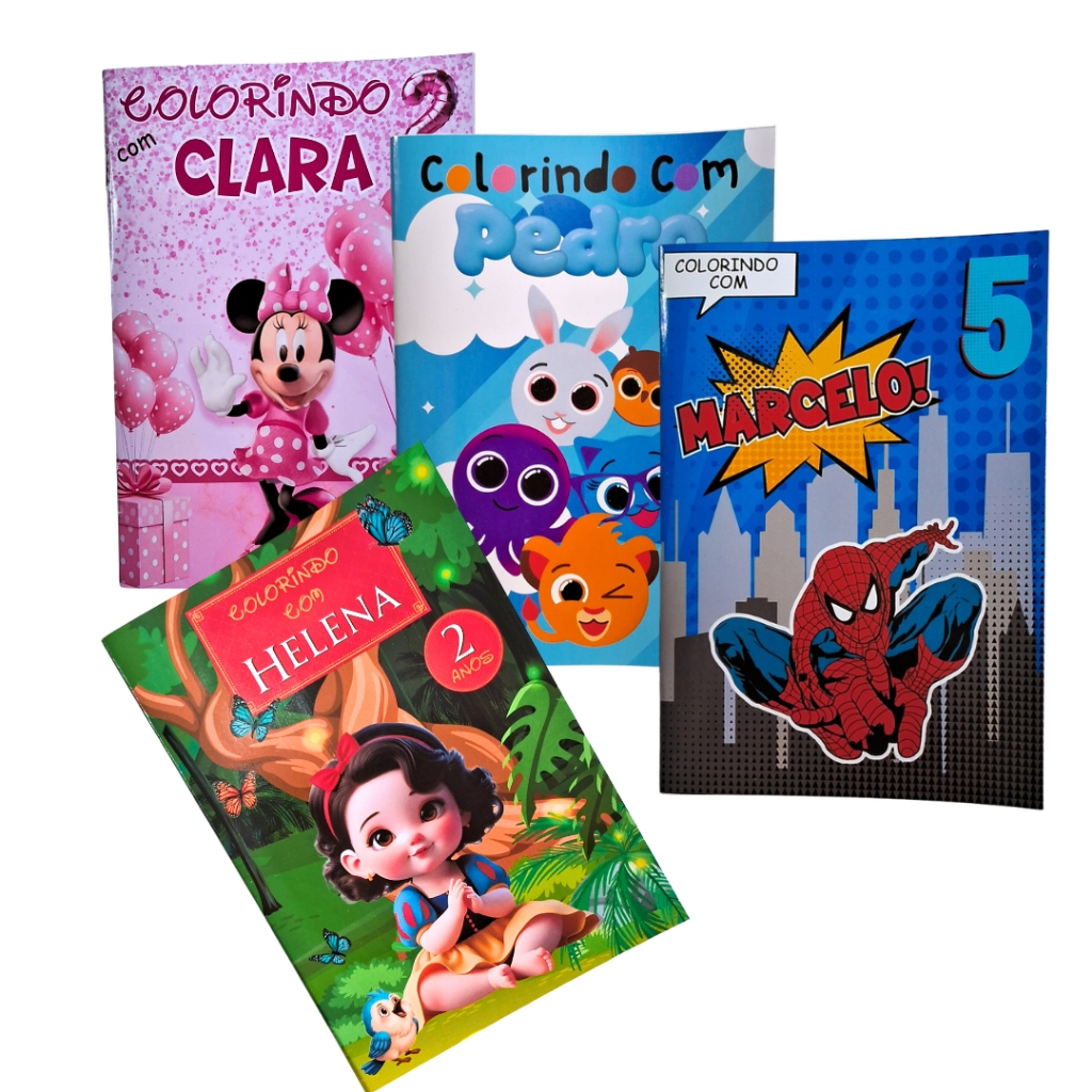 Kit Livro de Colorir Personalizado Lembrancinha Aniversário 10x14,5cm - Vários Temas