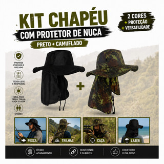 Chapéu com Protetor de Pescoço e Aba Larga – Proteção Solar Estilo Australiano para Pesca e Trilhas
