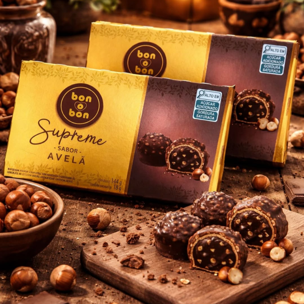 Bon o Bon Supreme C/08 UN Wafer com Recheio Sabor Avelã 144g Arcor