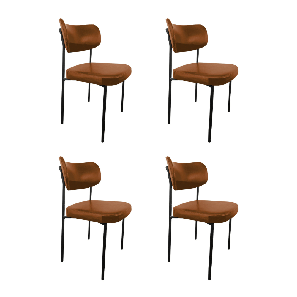 Kit 4 Cadeira de Jantar Mila Estofada Sala Mesa de Jantar Gourmet Linho Terracota