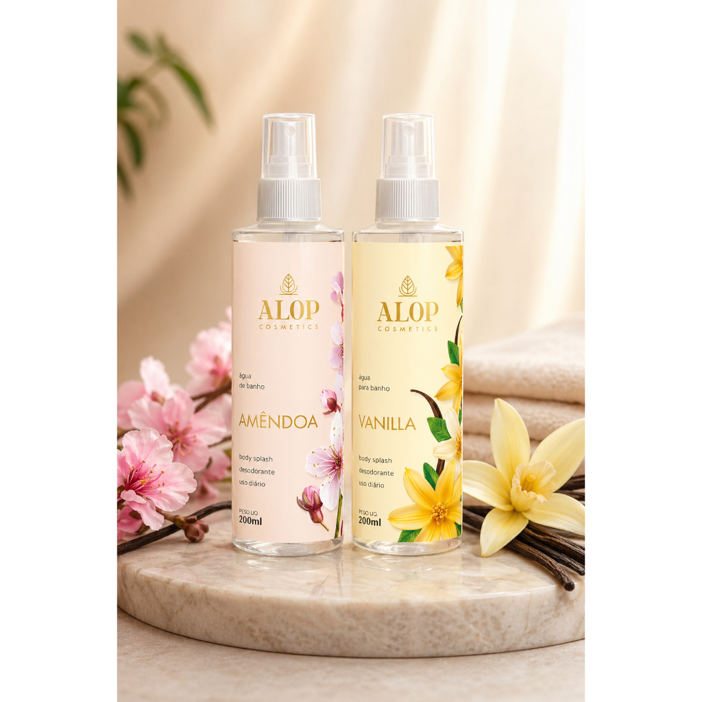 Água de banho (body splash) 220ml - Alop Vanilla + Amêndoa