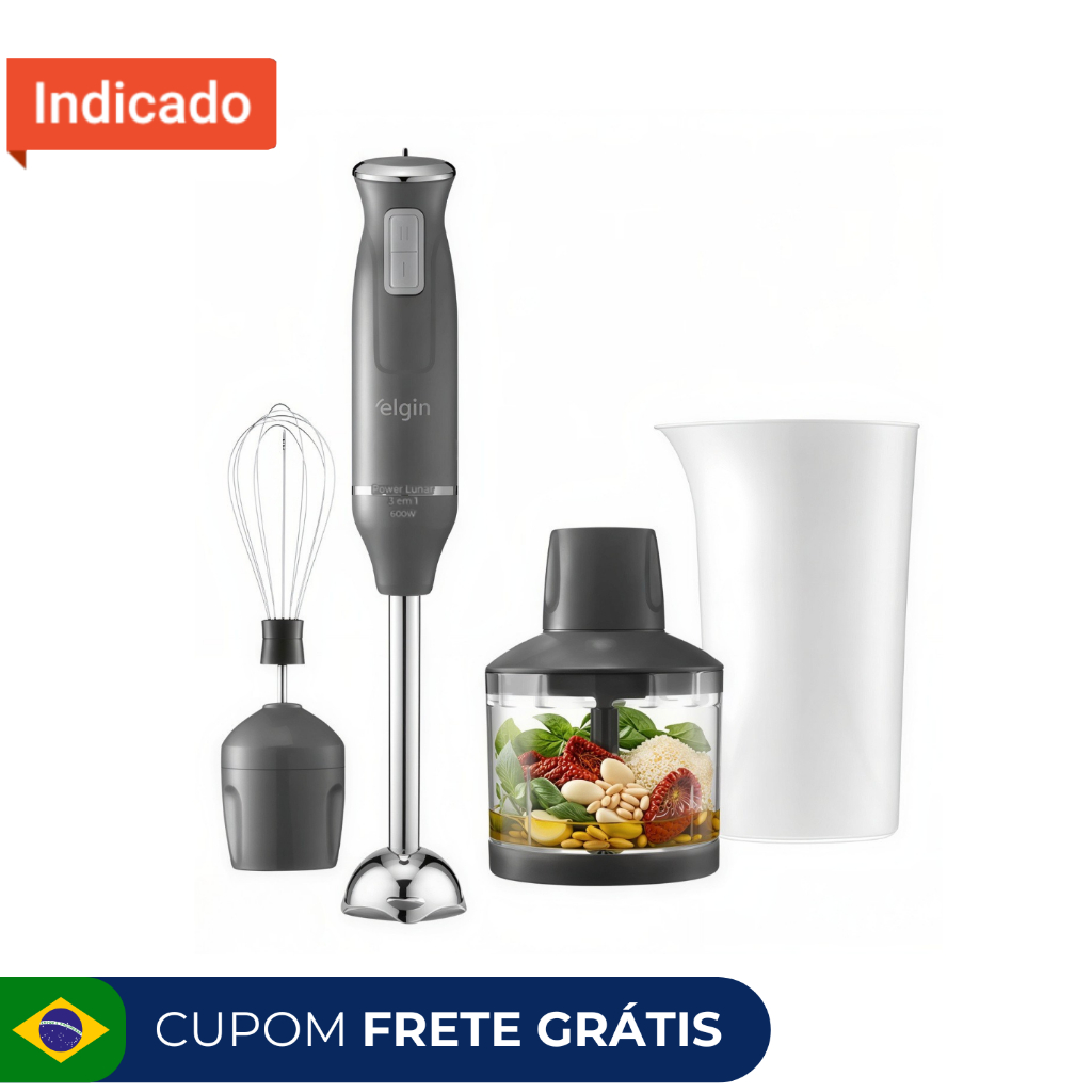Imagem Mixer 3 em 1 600W Elgin Power Inox | Triturador + Batedor | Cinza Lunar