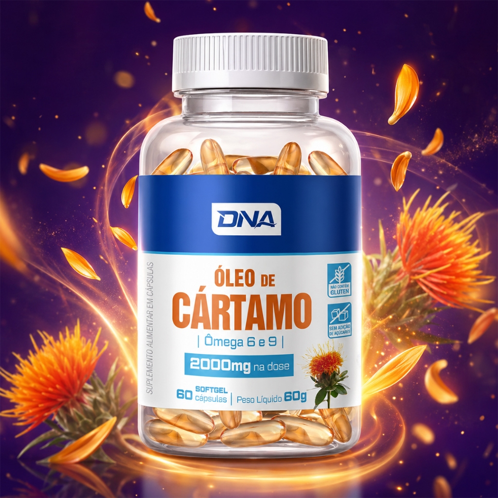 Óleo De Cártamo 2000mg Ômega 6 E 9 Em Cápsulas 60 Softgel Suplemento Alimentar Sem Glúten