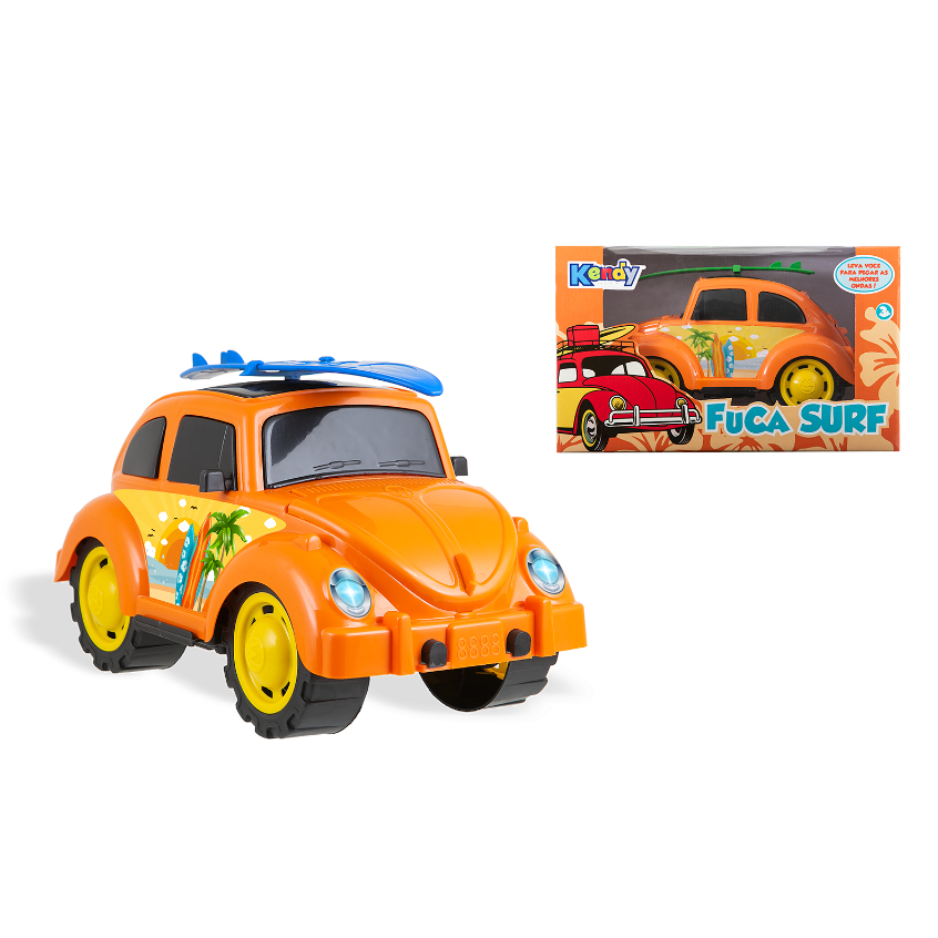Fusca Carrinho Brinquedo Fuca Surf Infantil 33cm | Capô Abre/Fecha | Caixa de Presente | QUEEN SHOP