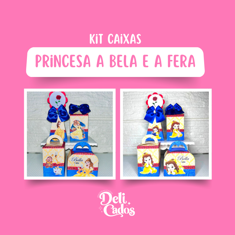 Kit Caixas Personalizadas PRINCESA A BELA E A FERA BABY - Lembrancinhas Caixinhas Kit Festa para festa MONTADO