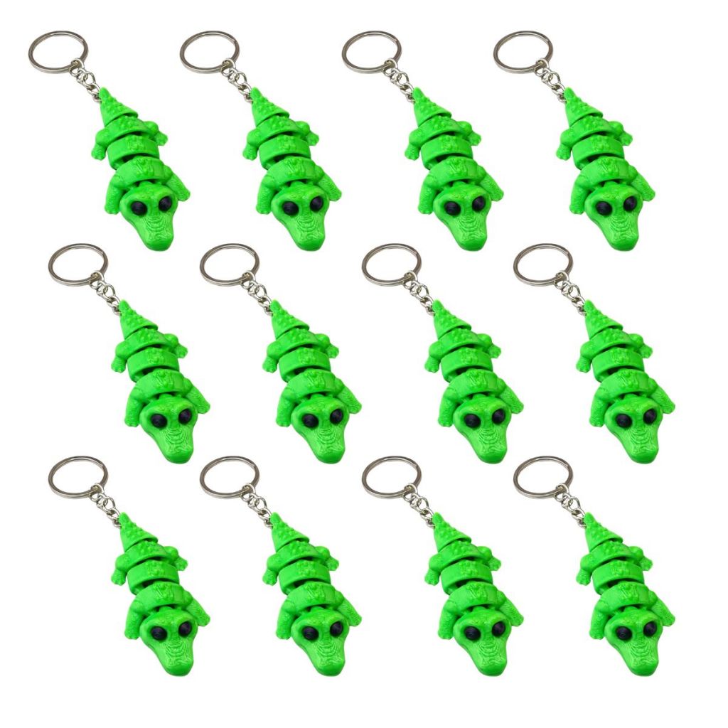 Kit 12 Chaveiro Crocodilo Flexível Articulado Para Revenda - Impressão 3D