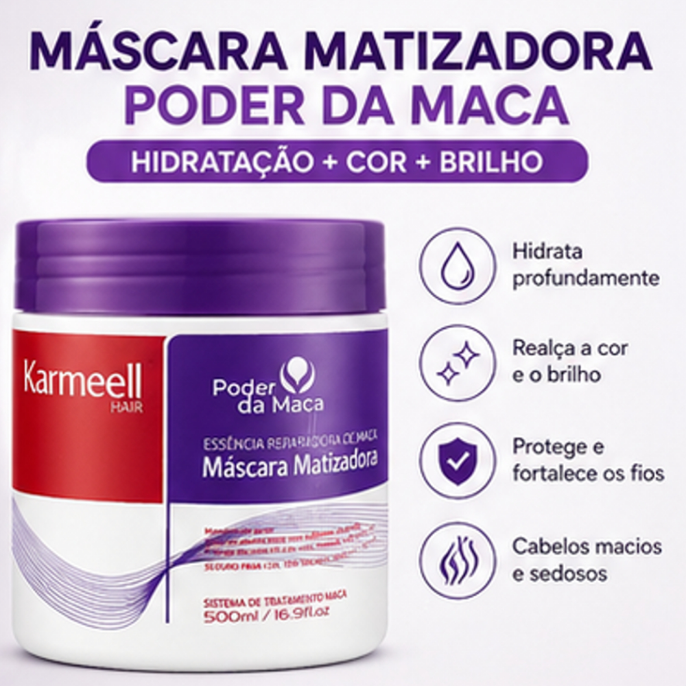 Matizador Roxo 500ml Hidratação Profissional Neutralização e Realce para Cabelos Loiros