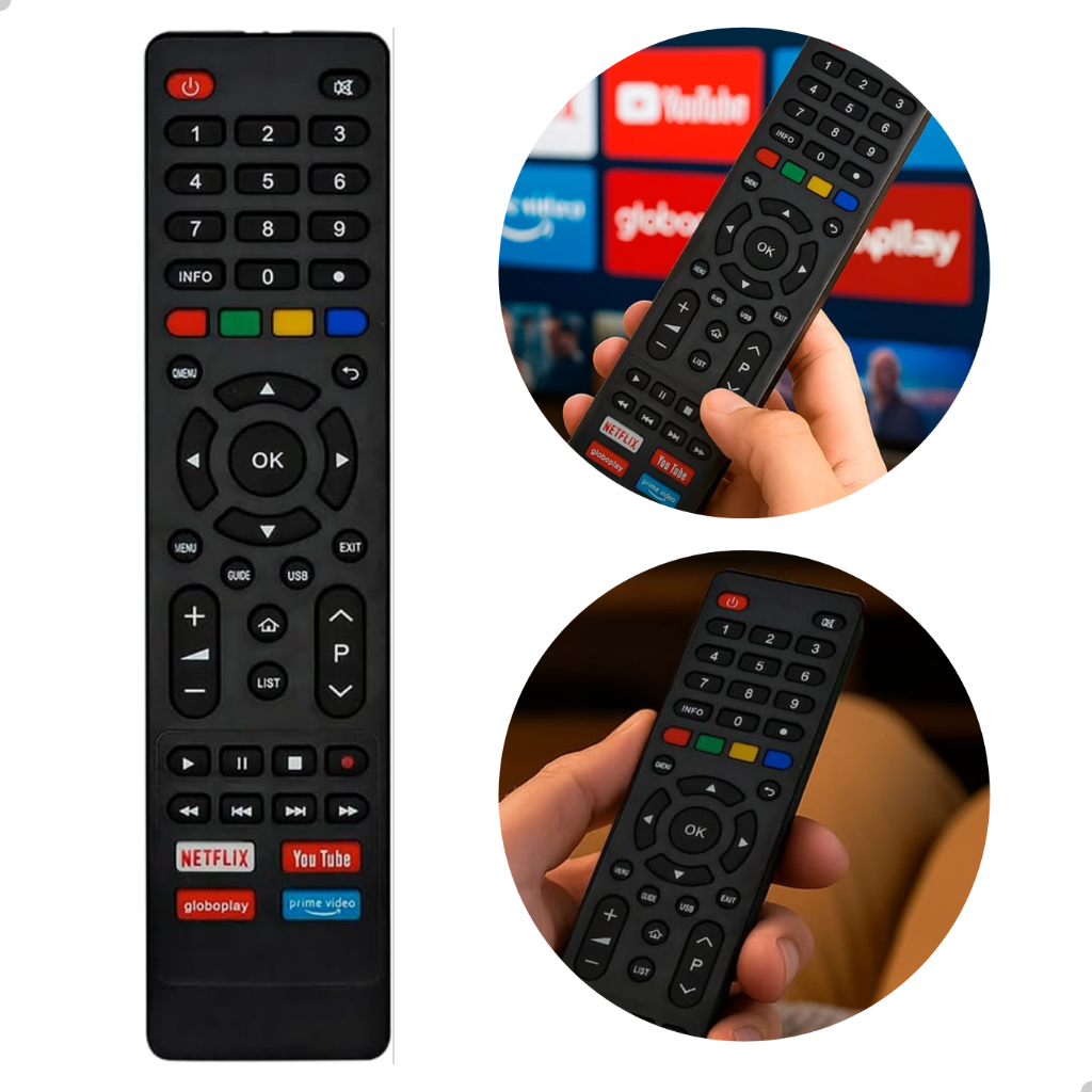 Controle Remoto Compatível Philco Smart TV Netflix YouTube Prime Globoplay Substituto
