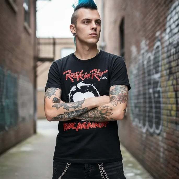 Camiseta Rise Against Rock In Rio 2026 Tradicional Blusa Masculina Feminina Banda Punk Unissex