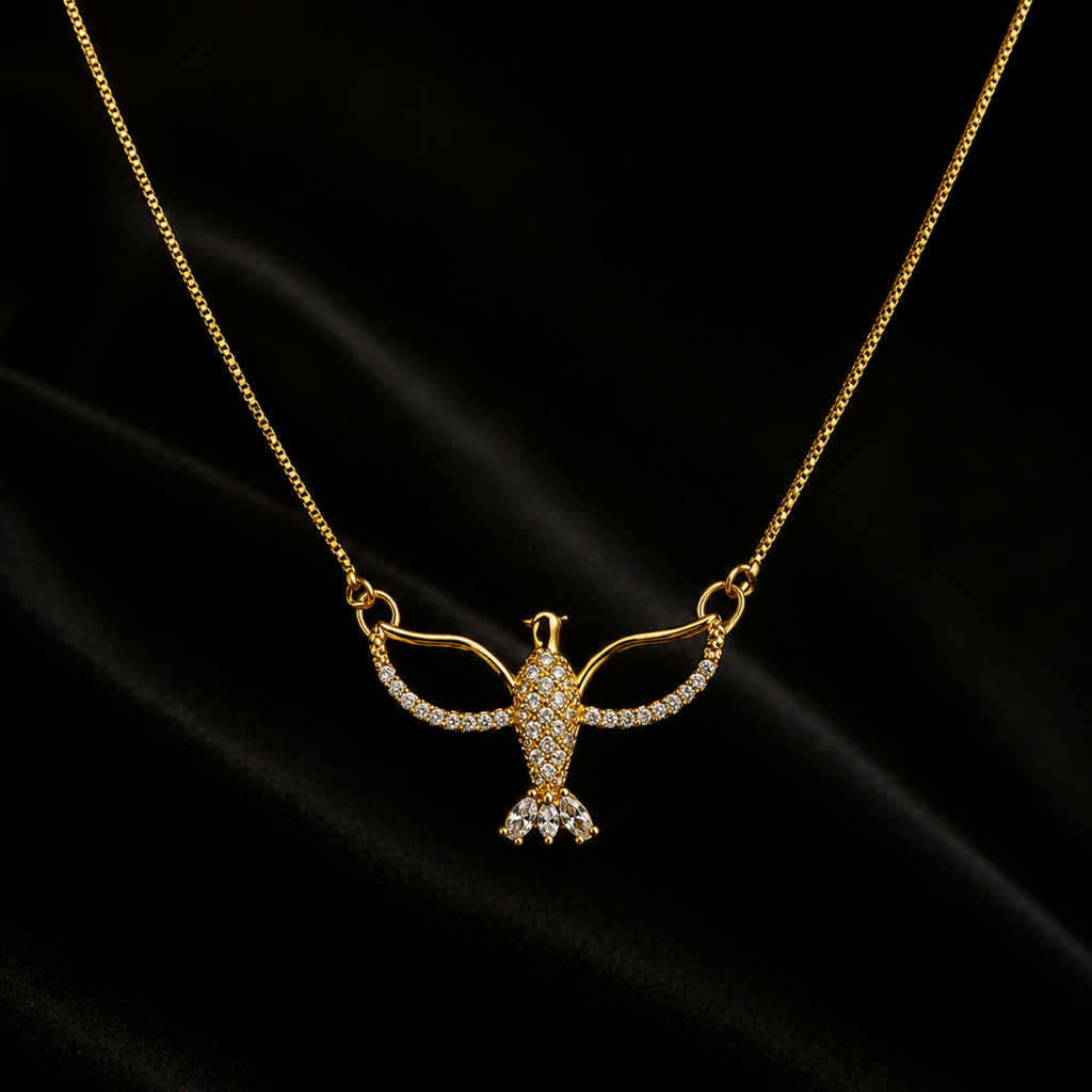 Cordão Feminino Veneziana 1mm + Pingente Divino Espírito Santo Banhado A Ouro 18k Luxo