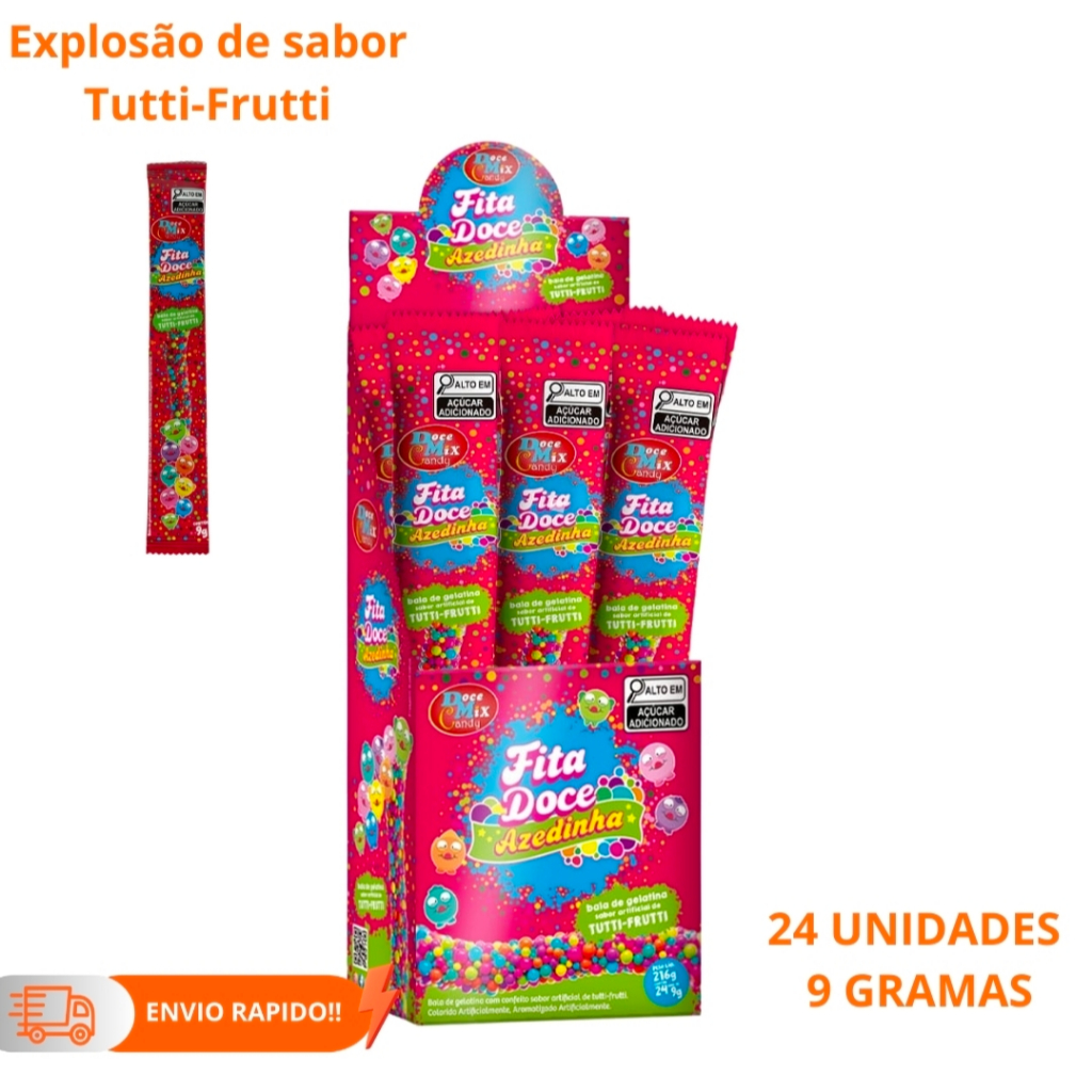 Fita Doce Azedinha - bala de gelatina TUTTI-FRUTTI  216g-24UN