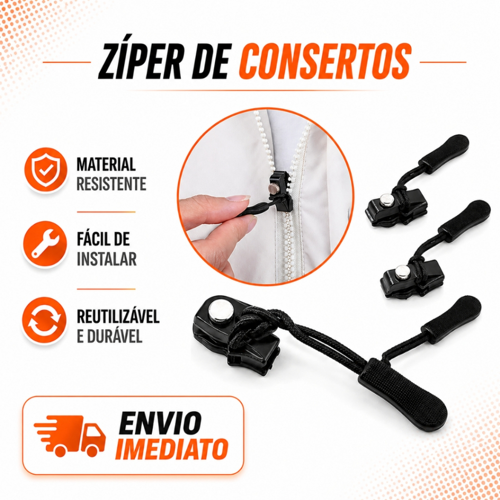 Kit Zíper de Conserto Universal e Reparo Instantâneo Sem Costura Prático Para Bolsa Mochila Malas