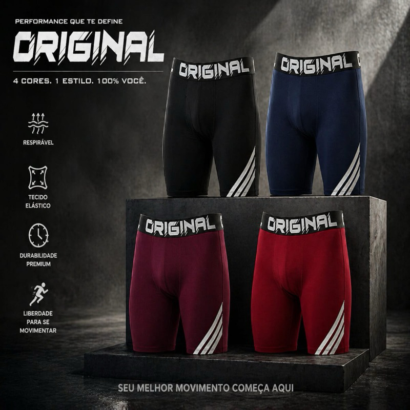 Kit Cuecas Boxer Ciclista Premium Long Leg Modelo Academia Corrida e Treino