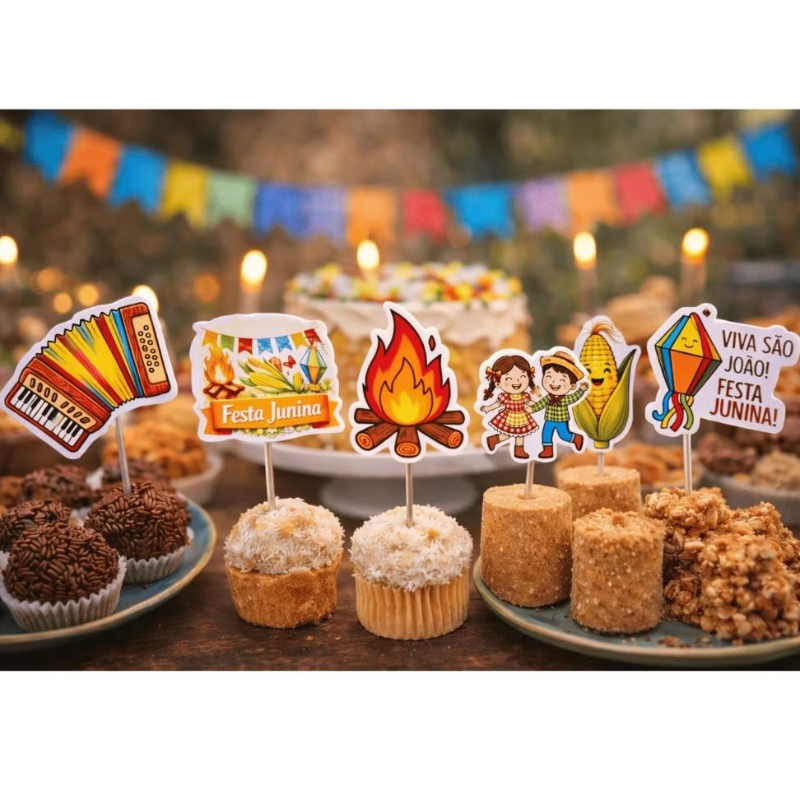 Kit 40 topper para doces festa junina São João/Decoração festa junina/Topo para docinhos/ Enfeites junino