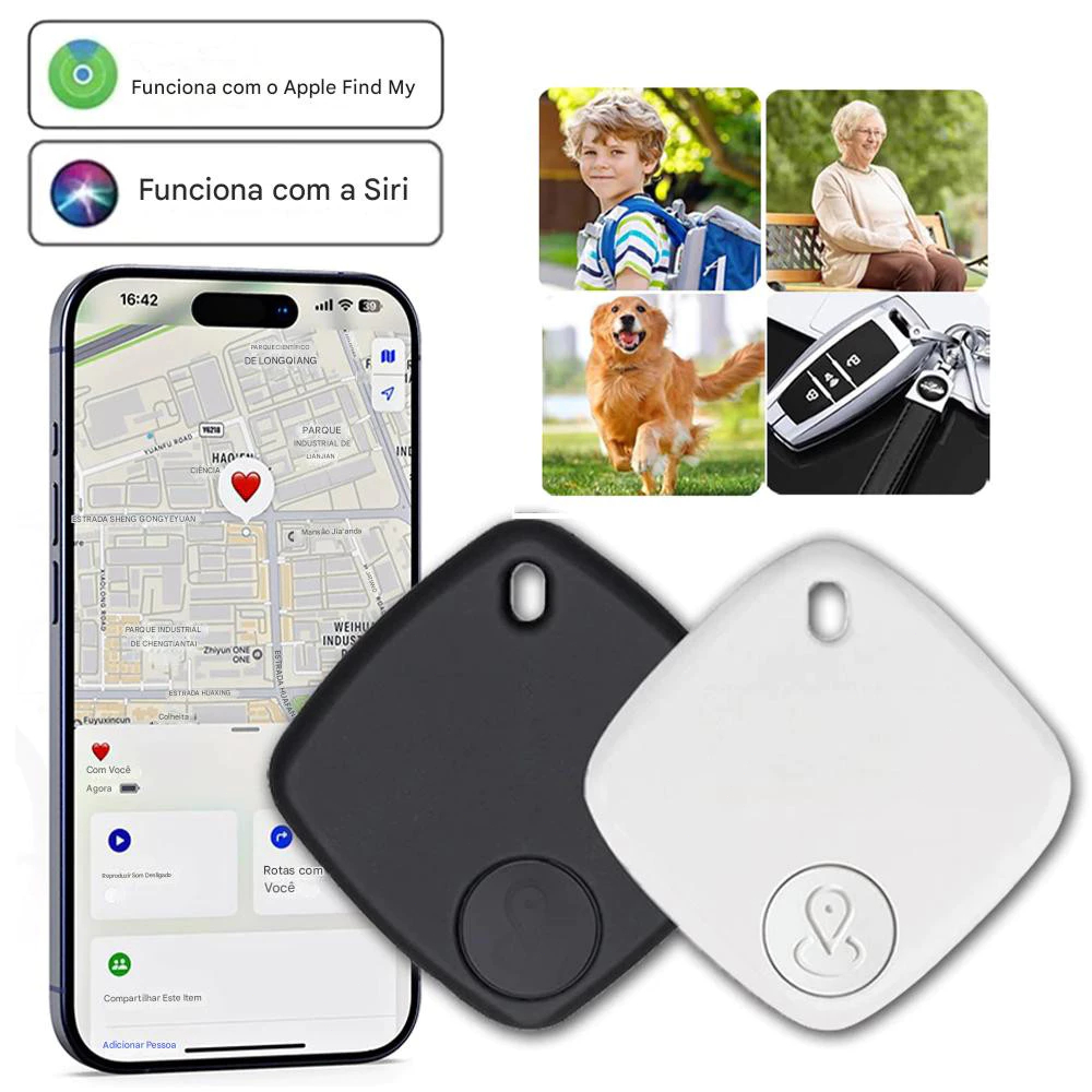 Rastreador Smart AirTag p/ iPhone – Localizador iOS p/ Pets, Chaves e Objetos Perdidos