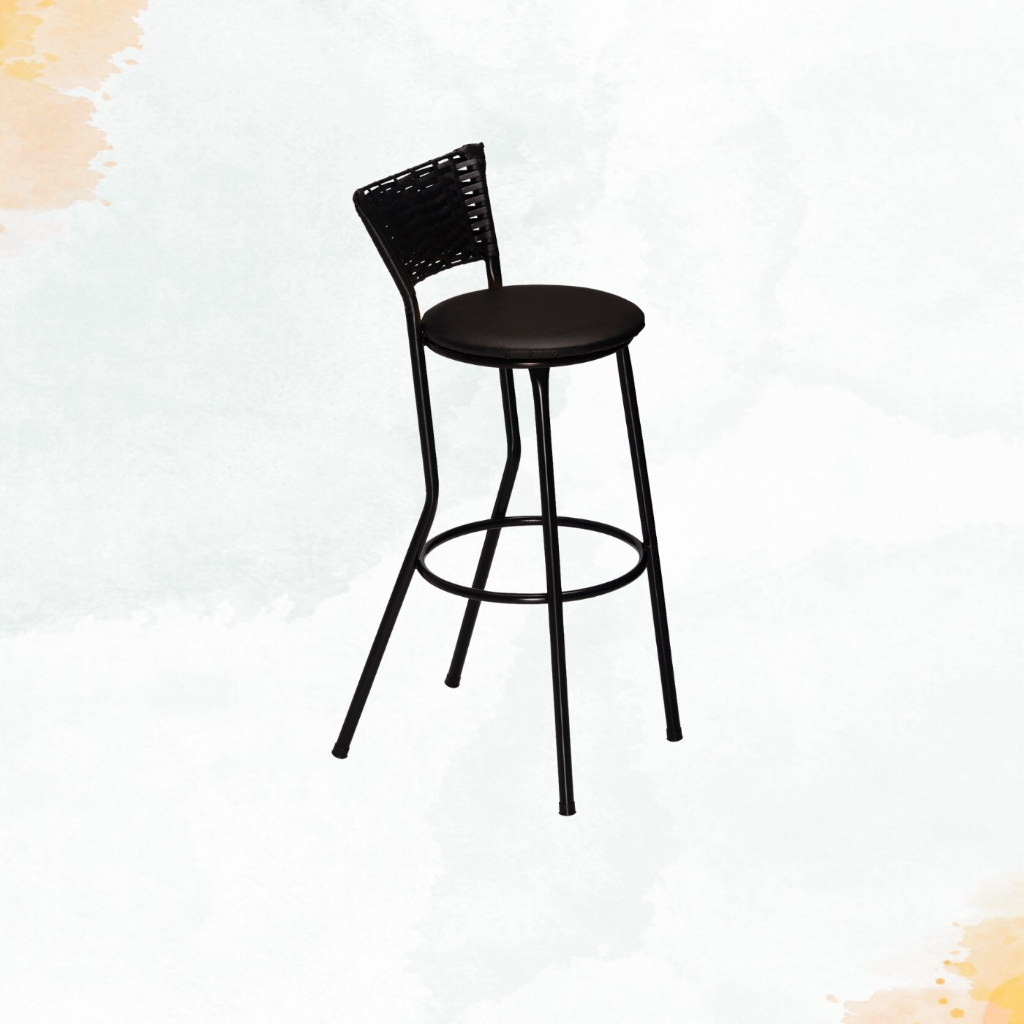 Banqueta Americana Alta Flex Junco Preto Bar Bistro de Junco Fibra Sintetica