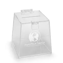 Urna Personalizada de Acrílico Transparente Pirâmide Para Sorteios Guardar Bilhetes Dinheiro