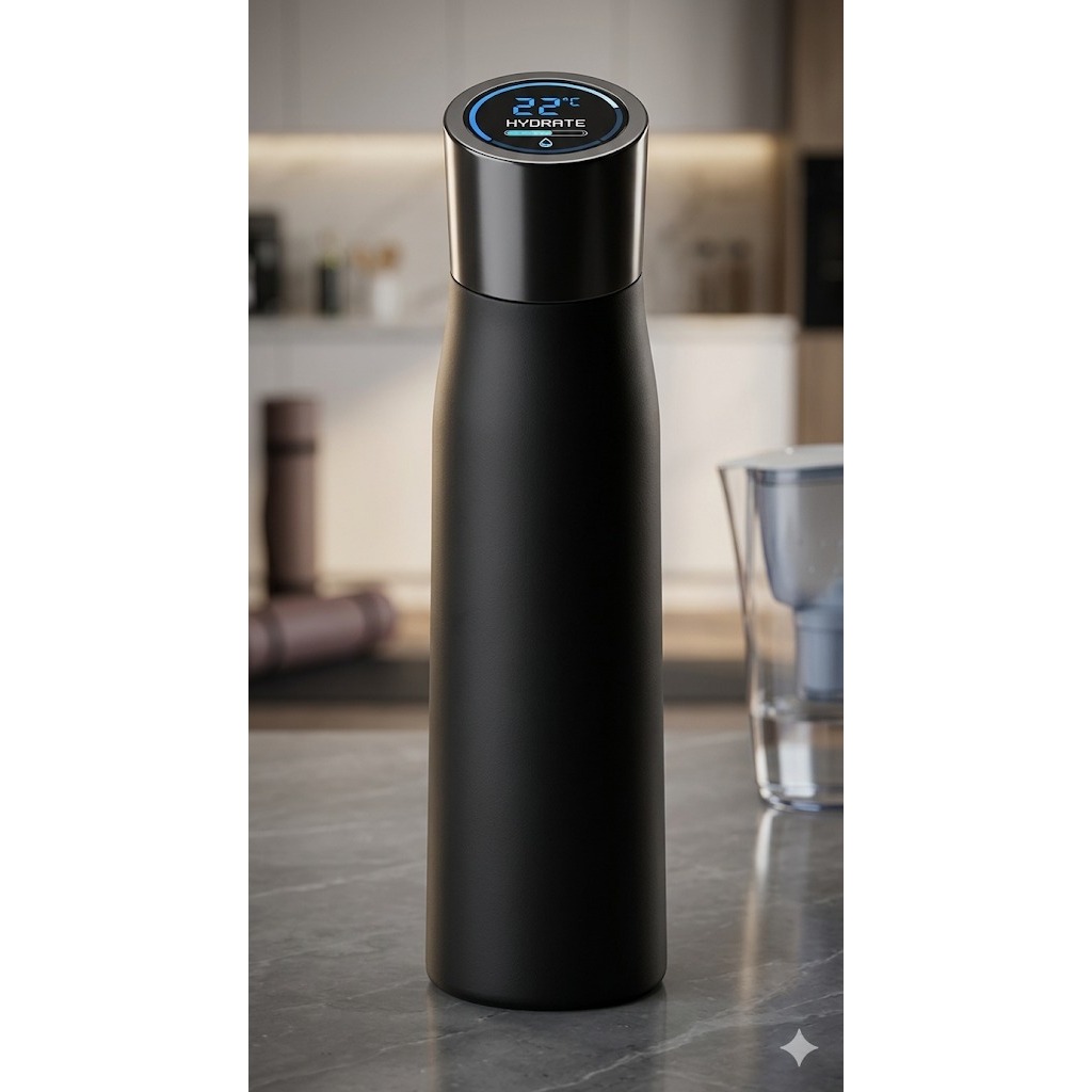 Garrafa de Água Inteligente 500ml – Auto Limpeza UV, Aço Inox, Isolamento Térmico e Alerta de Hidratação