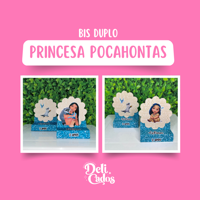 Porta Bis Duplo Personalizado PRINCESA POCAHONTAS / PRINCESA POCAHONTAS BABY | Lembrancinha Decoração Presente COLADO