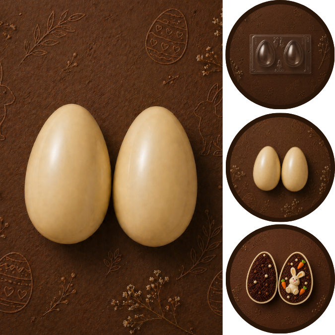 1 ~ 5  Forma Para Chocolate Especial 3 Partes Ovo Liso 150gr P32 Porto (CHOCO)