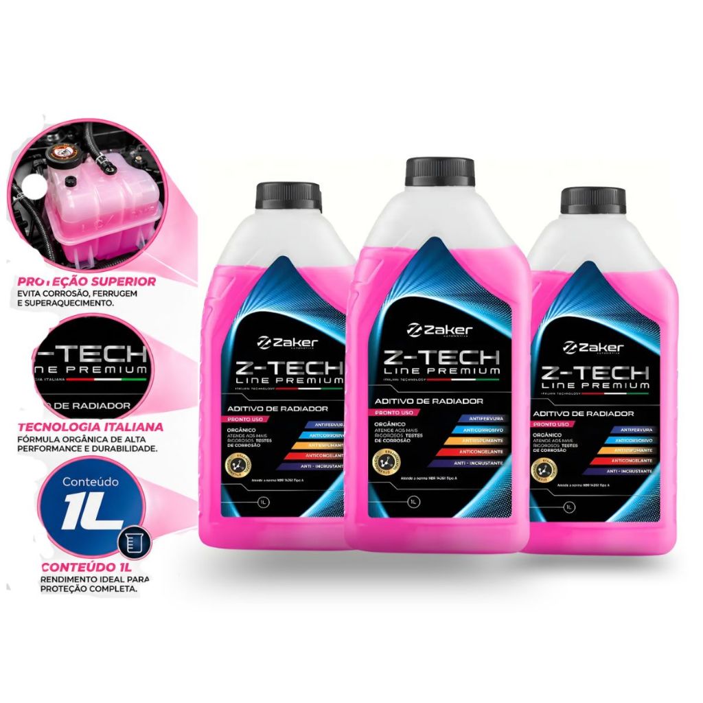 Kit 3 Aditivo Arrefecimento Carros 3L Anti Ferrugem Bateria Motor