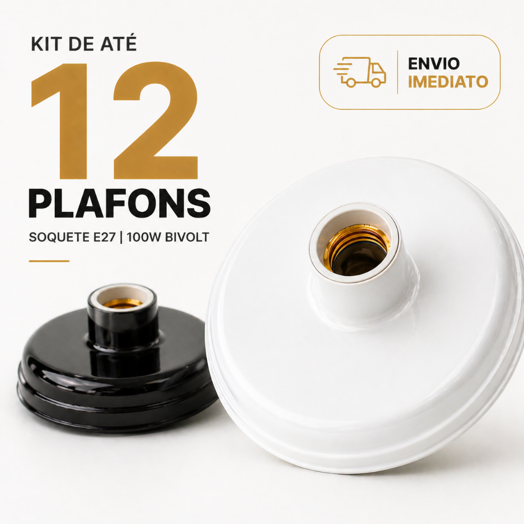 Soquete Bocal E27 Lâmpada Bivolt Plafon Branco Preto Tipo Porcelana Plafonier Teto Rabicho