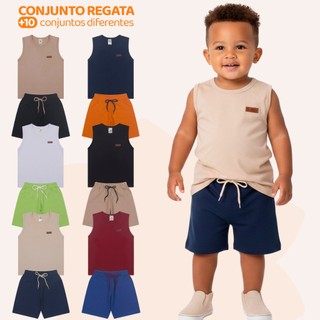 Kit 2, 6 ou 8 Peças Sortidas Conjunto Regata Bebê Menino Infantil Masculino Camiseta E Sh…