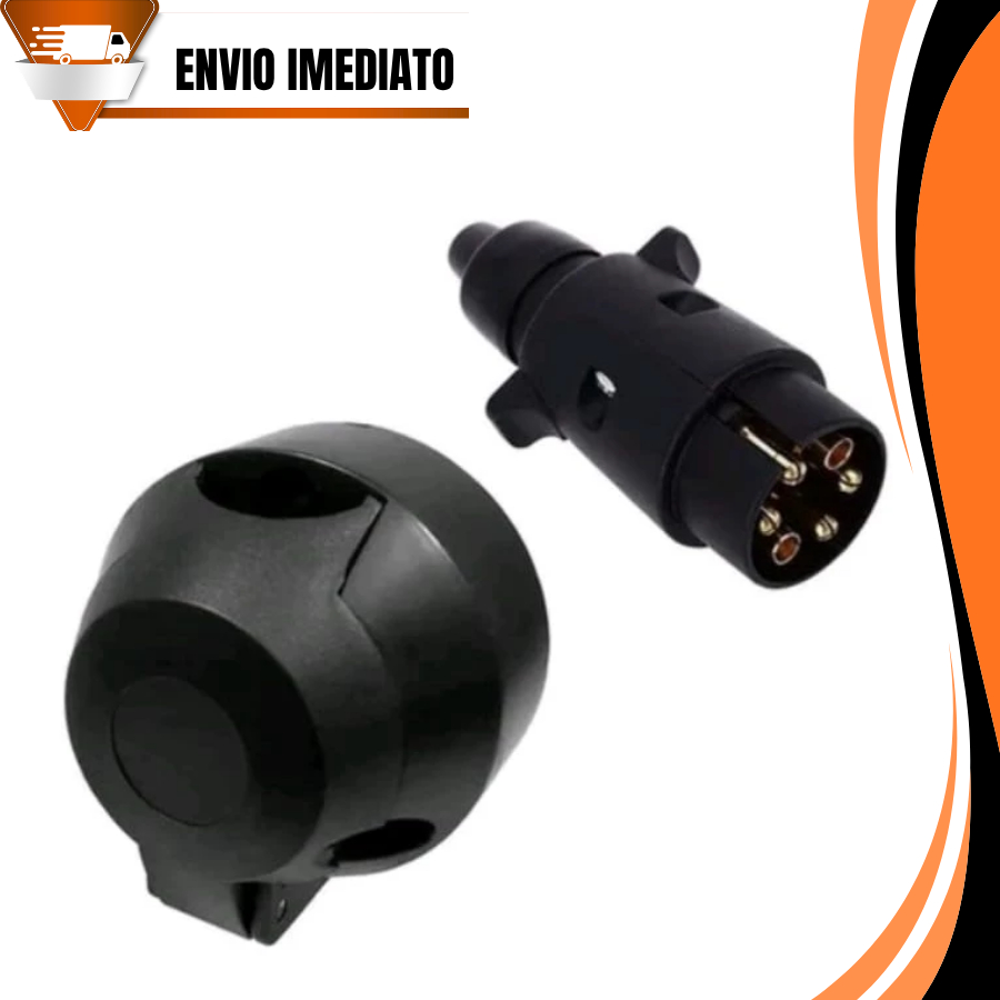 Kit C/ Tomada Preta fêmea 6 polos e Tomada macho plug preto 6 polos