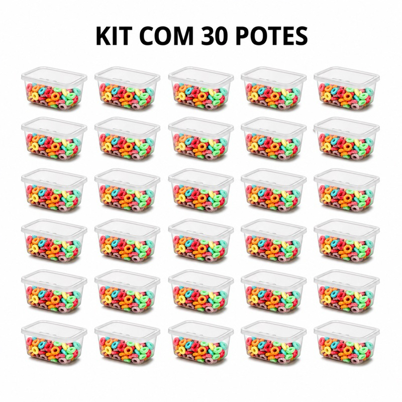 Kit 30 Marmita 260ml Pote Transparente Papinha Bebê Vasilha Resistente Freezer Microondas 1956
