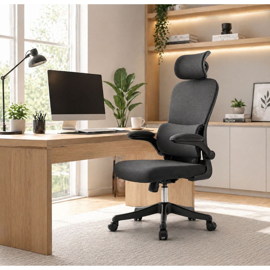 Cadeira Ergonômica Escritório com Braço Flexível e Apoio Lombar Ajustável Espuma Nova