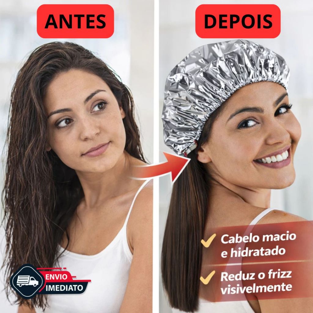 Touca Térmica Capilar Metalizada Alumínio Hidratação Sem Tomada Eficiente