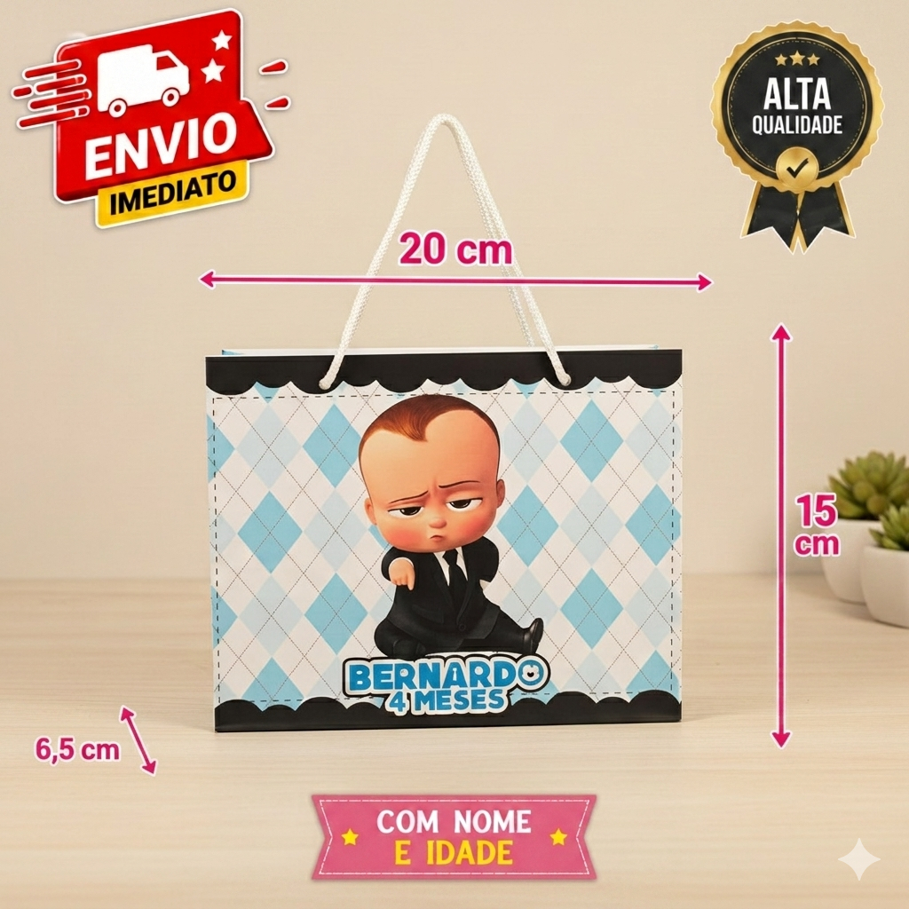 Kit 10 Até 30 Sacolas Personalizadas O Poderoso Chefinho Lembrancinha Menino Aniversário