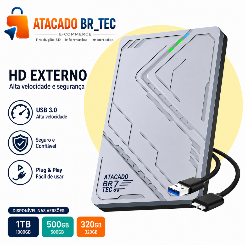 Hd Externo 1TB e 500gb Slim Usb 3.0 para ps2 ps4 ps5 xbox Pc HD EXTERNO COM CASE GAMER.