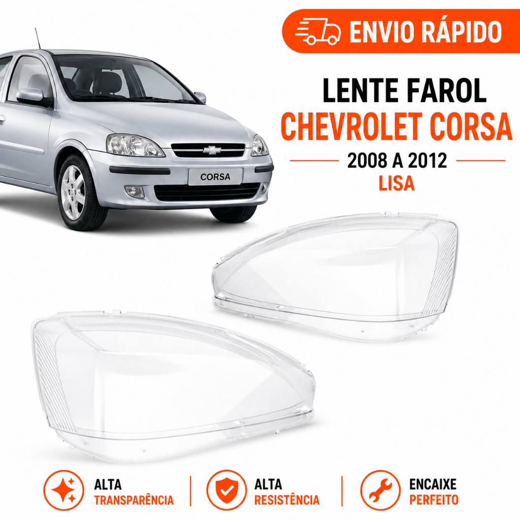Lente Farol Chevrolet Corsa 2008 2009 2010 2011 2012 Lisa