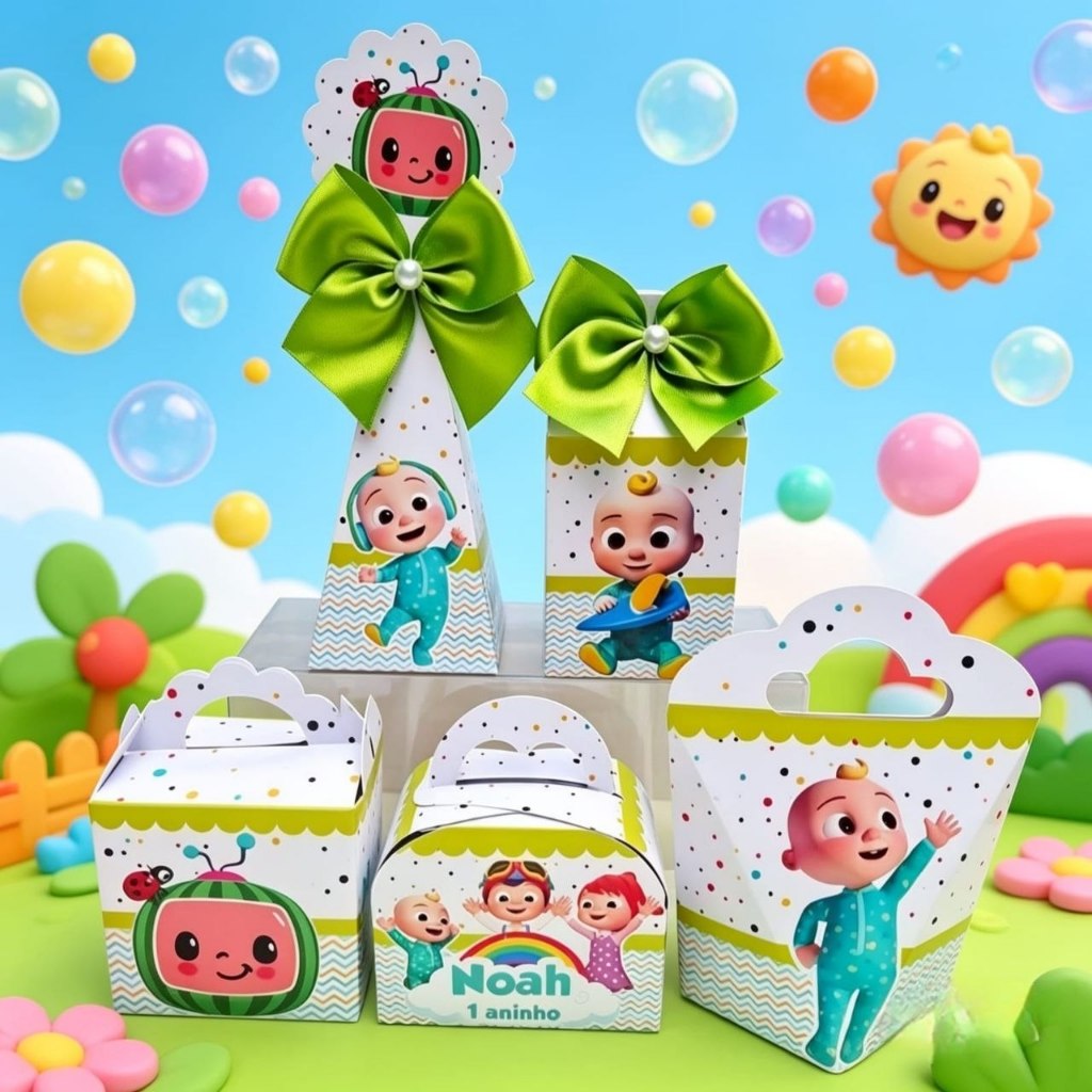 Kit Personalizados COCOMELON Pegue e Monte Caixinhas Lembrancinhas Festa Infantil Aniversário