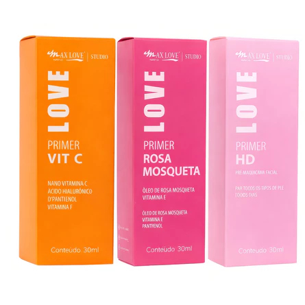 Primer HD pré-maquiagem facial / Primer Hidratante Facial Anticraquelamento / Primer Vitamina C - Max Love 30ml