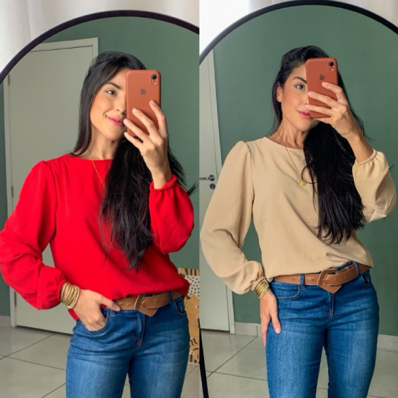 Blusa Feminina Elegante em Crepe Duna Para o Trabalho E Dia-a-da