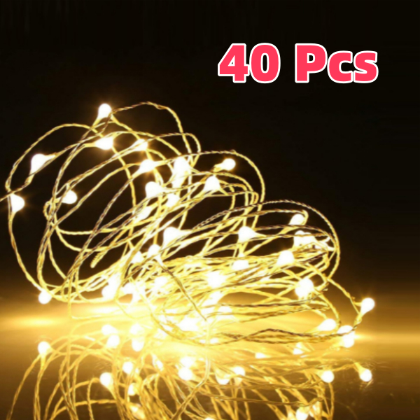40 Unidades Fio Fada Cordão Luz Leds Díodo Emissor De Luz Reutilizável Segurança Leds Decoração - Envio Já