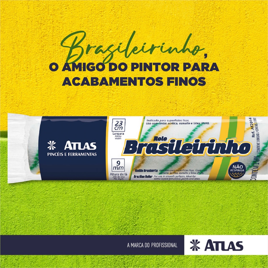 Rolo Pintura Rolo Ante Gota Brasileirinho 23cm Não Respinga Indicado Superfícies Lisas Esmalte Látex